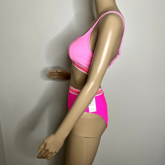 Cupshe Hot Pink Scoop Bralette High Rise Bikini - Picture 2 of 10